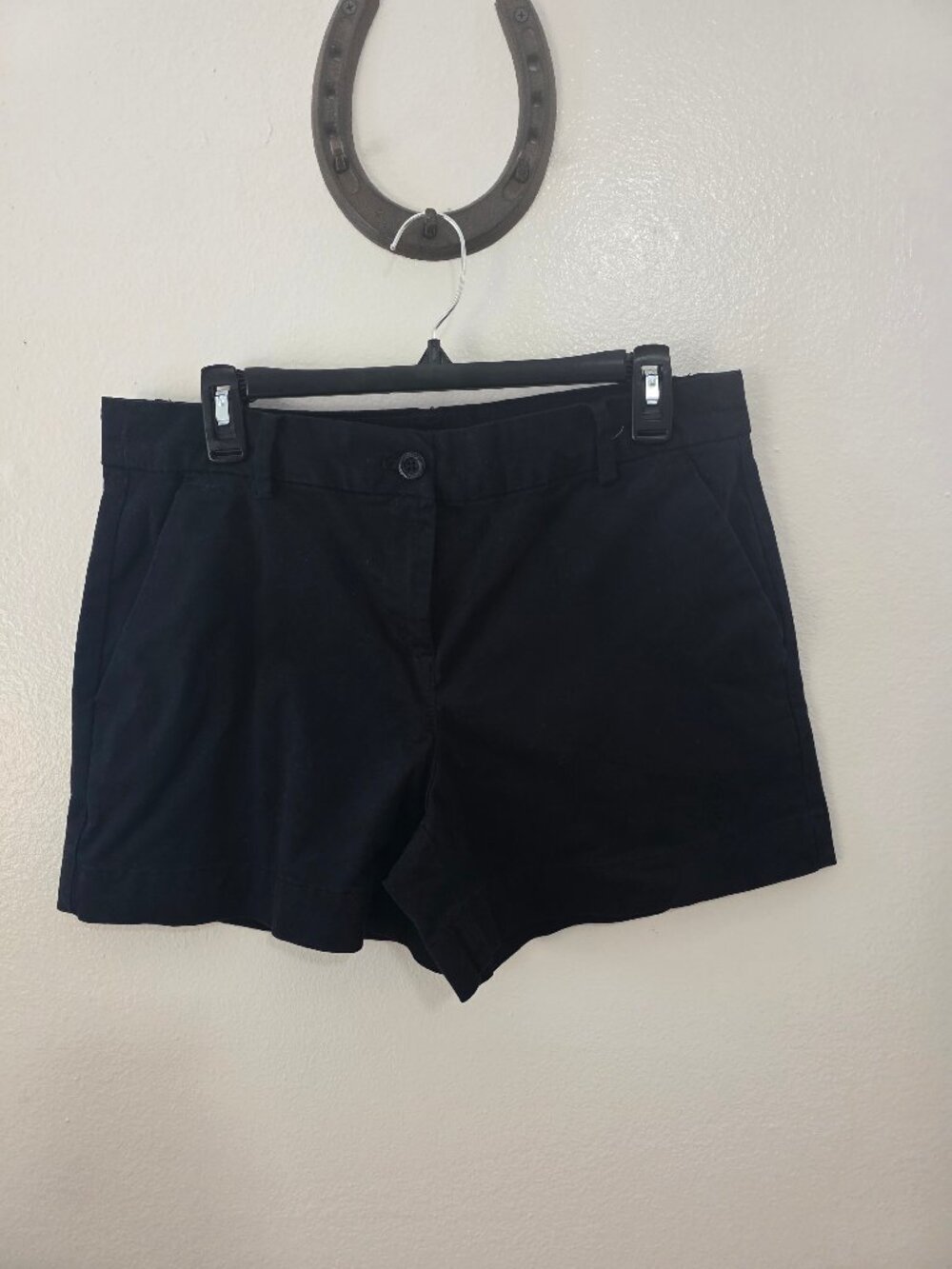 Nautica Black Classic Chino Shorts Mid Rise Cotton Stretch 10